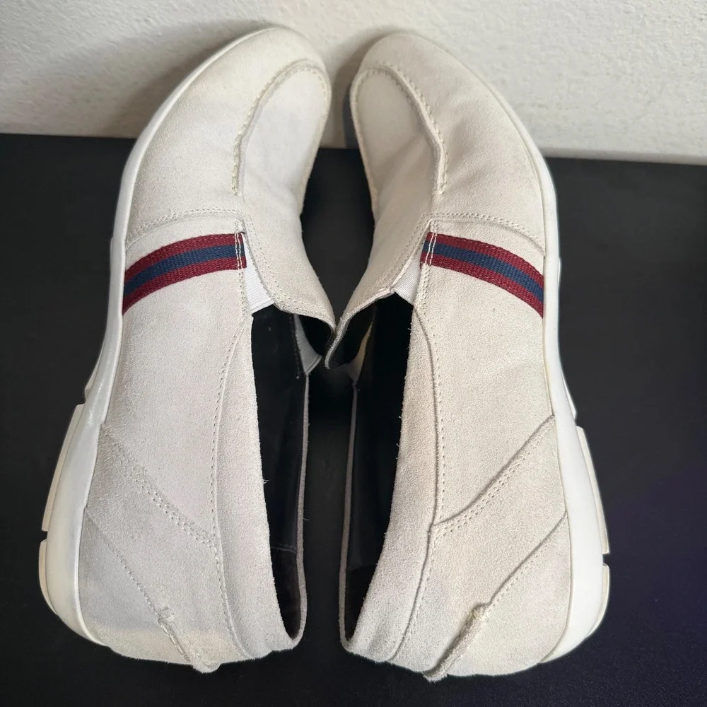 Bruno Magli Suede Leather Off White Balestra Loafers Mens 11 Italian Slip On